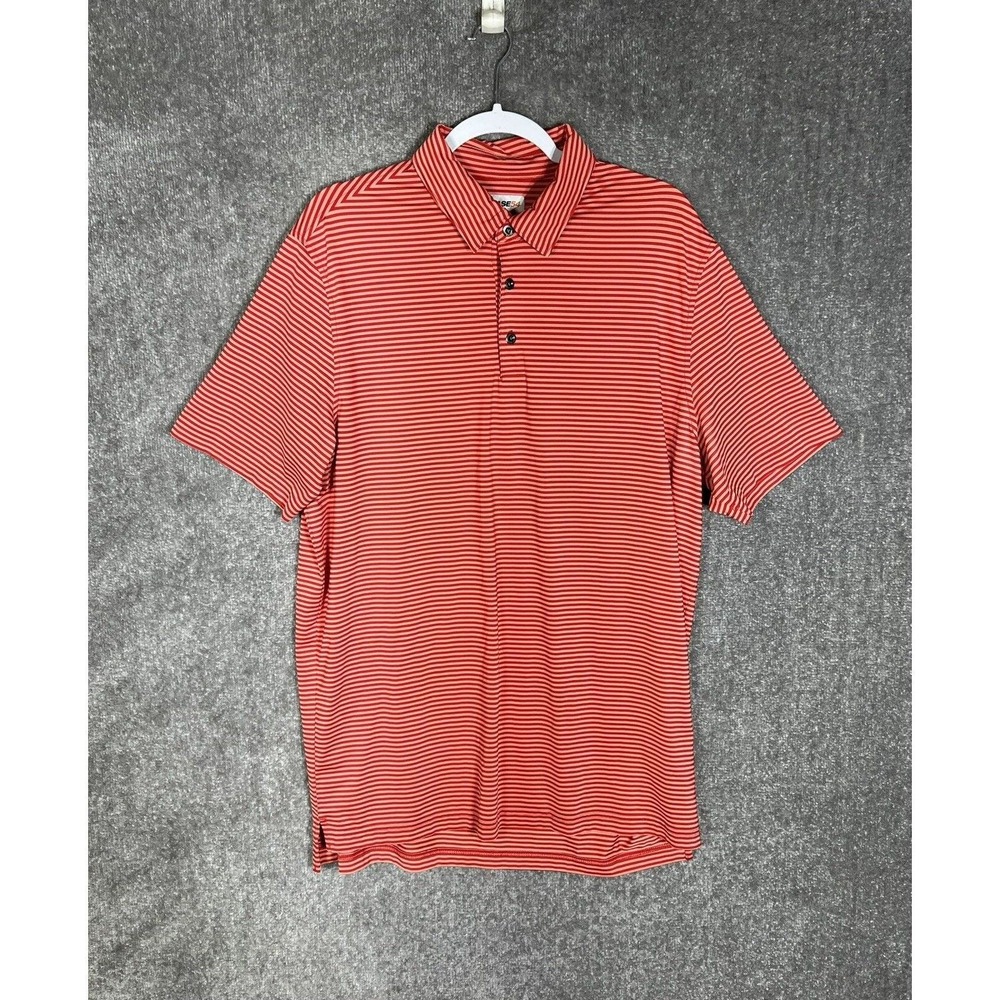 Chase 54 Polo‎ Shirt Mens Size XL Red Striped Stretch Short Sleeve Collared